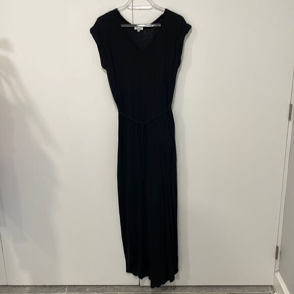 SPLENDID black maxi dress cap sleeve belt tie x small - Picture 5 of 12